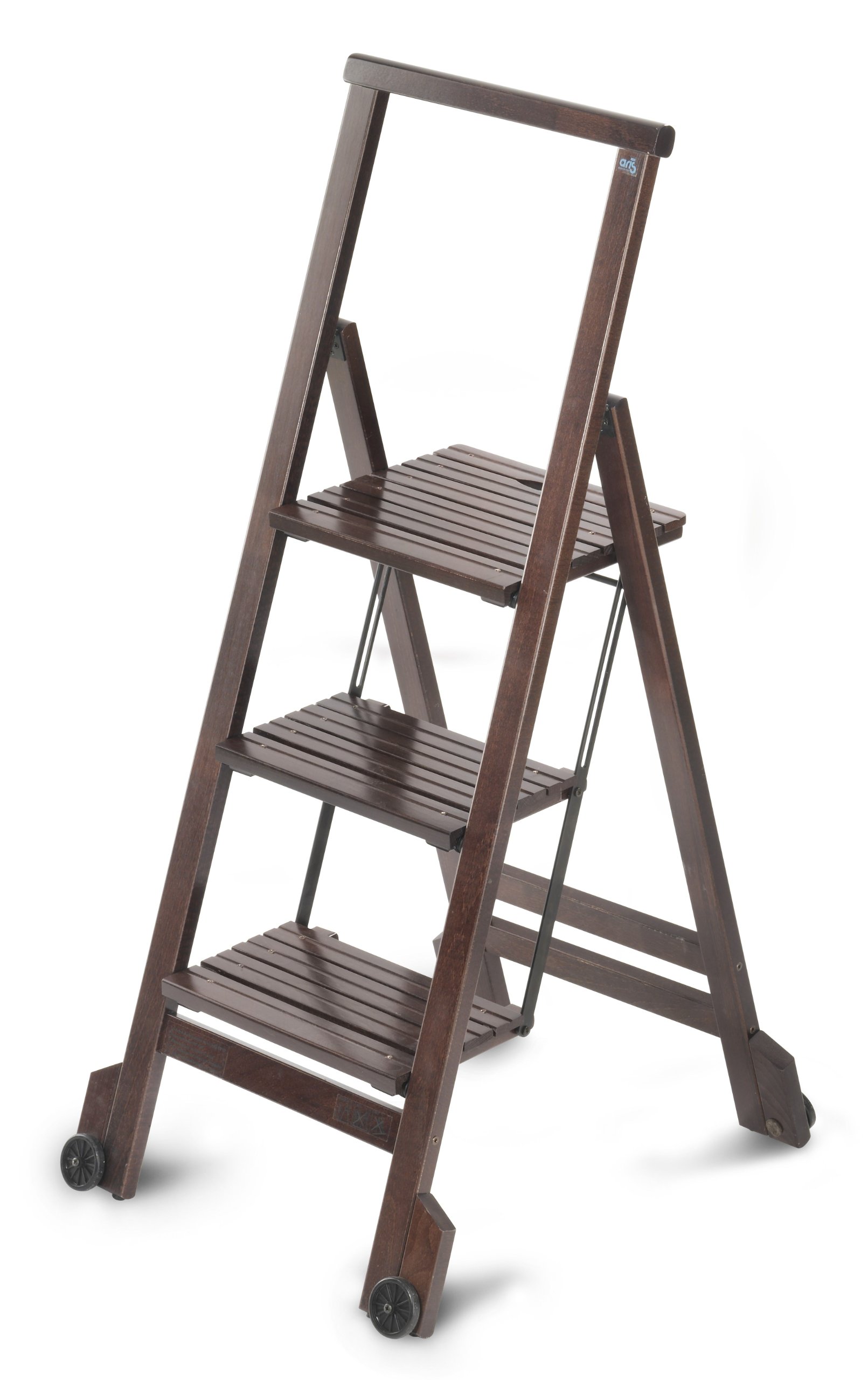Aris Biblio 3 - Collapsible Staircase with 3 Solid Book Treads - MADE IN ITALY - Wenge Finish