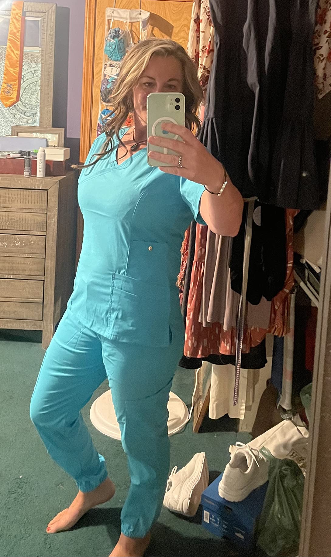 11/mo Finance Medgear Women's 12Pocket Stretch Jogger Scrub Set Buy Now, Pay Later