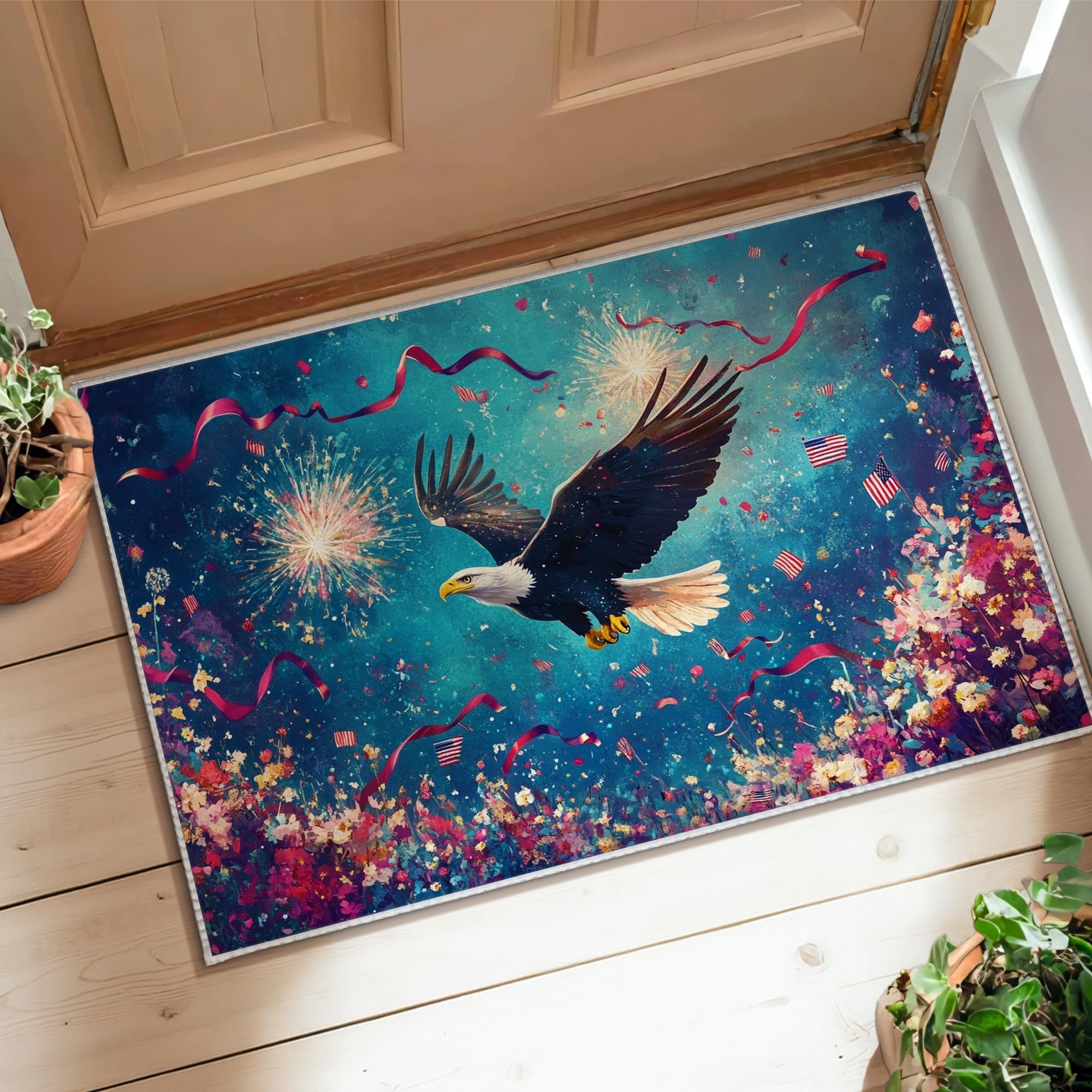 Tapis patriotique bleu pour célébrer le jour de l'indépendance chez soi