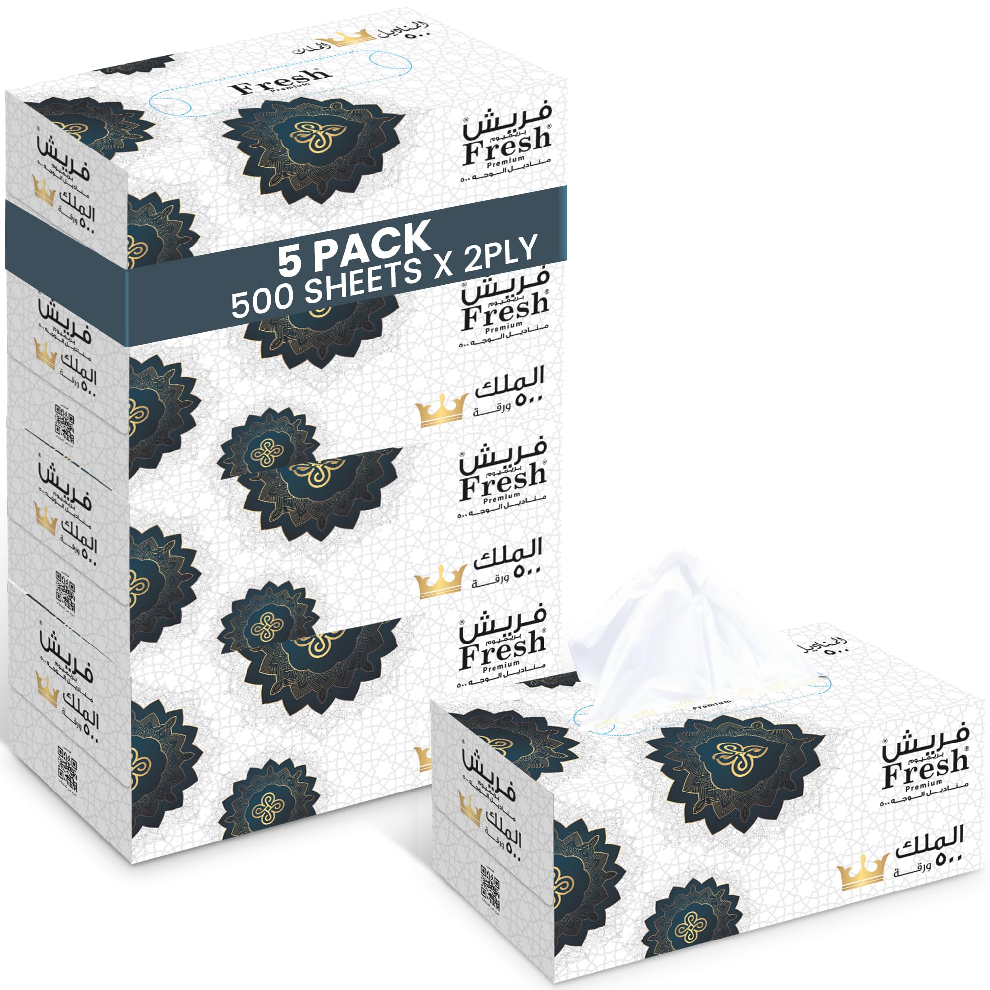 Packing Fresh Facial Tissue (500x2) Ply Premium Tissue, Ultra Soft, Comfort, Daily Care, White Tissue - Pack Of 5