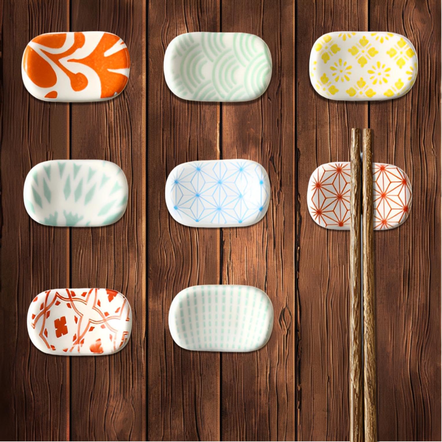fogman Chopsticks Rest, Stylish, Cute, Chopsticks Rest, Japanese Style, Ceramic, Entertaining, Set of 8 (Colorful) : Home & Kitchen