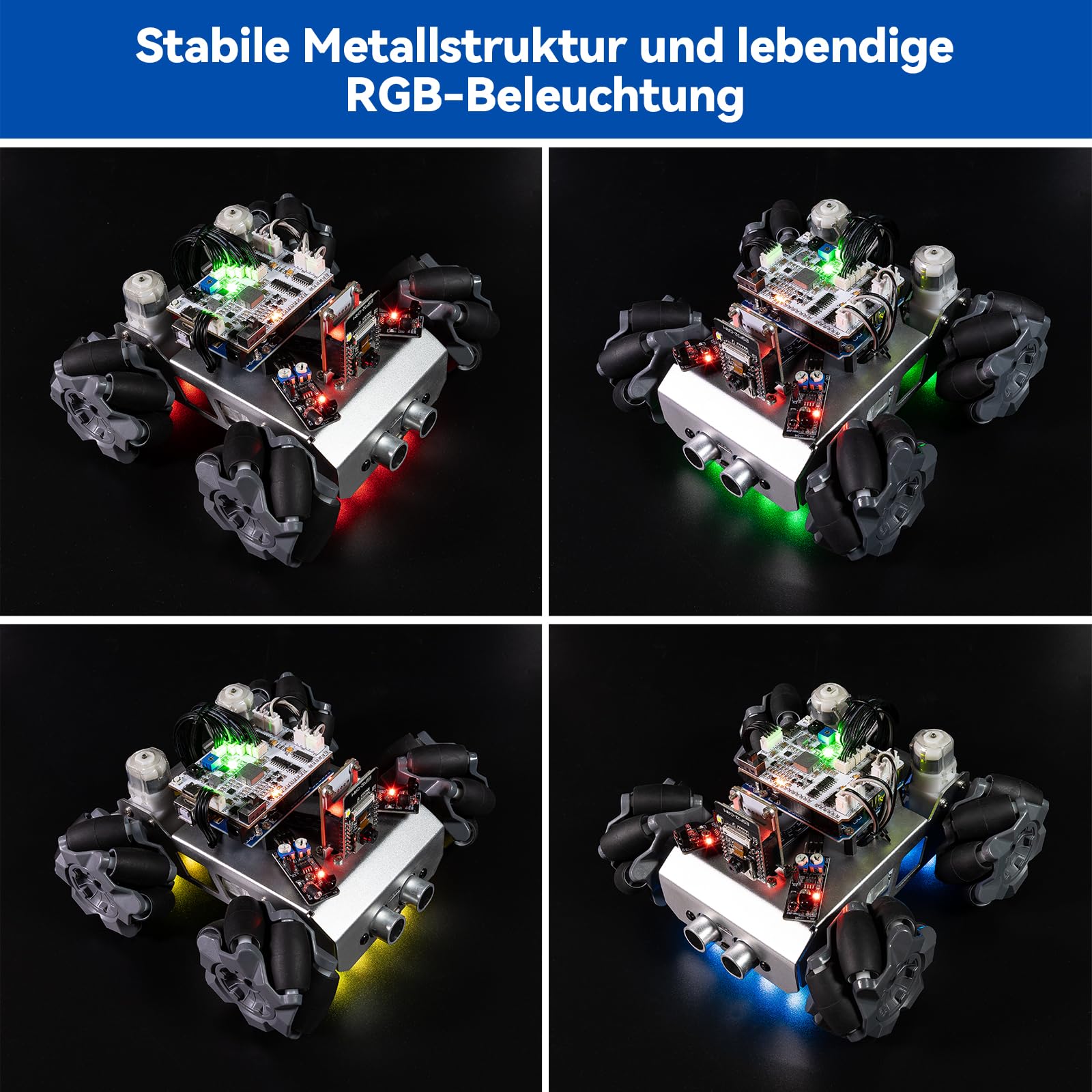 SUNFOUNDER Smart Robot Car Kit Kompatibel mit Arduino UNO R3, 4WD Omnidirektionale Bewegung, FPV, ESP32 CAM, APP Romote Control etc, Educational Robot Kit für Erwachsene