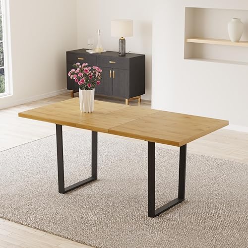Miniatura 97 de Combinación de mesa de comedor y silla moderna extensible de 63 a 79 pulgadas, juego de mesa de comedor familiar de 6/8 personas, tablero de mesa de