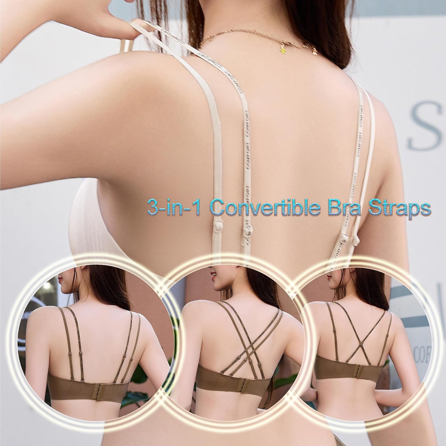 Seamless Bra and Panty Set for Petite Women and Girls, Comfort Underwear Lingerie, 3-in-1 Double Strap Bra for Slim Body Fit