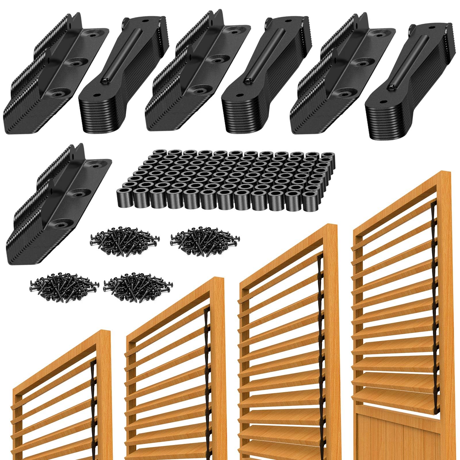 Photo 1 of Louver Bracket Kit - Deck Sunblind System Brackets,Louver Hardware Kit,Holds up to 11 Boards(48"), for DIY Fence, Window Shutters, Garden, Patio, Indoor & Outdoor Use (4 Set Louver Kit)
