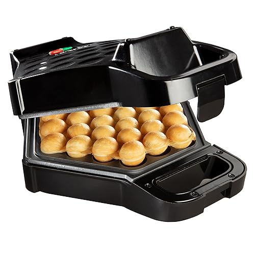 Bubble Waffle Maker - Electric Non stick Hong Kong Egg Waffler Iron Griddle w/Ready Indicator Light - Ready in under 5 Minutes- Free Recipe Guide Included, Make Delicious Waffle Ice Cream Cones, Gift - Black