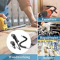 Vista 7 de Soporte de broca de ángulo recto negro de 105 grados, destornillador hexagonal de 14 pulgadas y kit de brocas de extensión de ángulo flexible