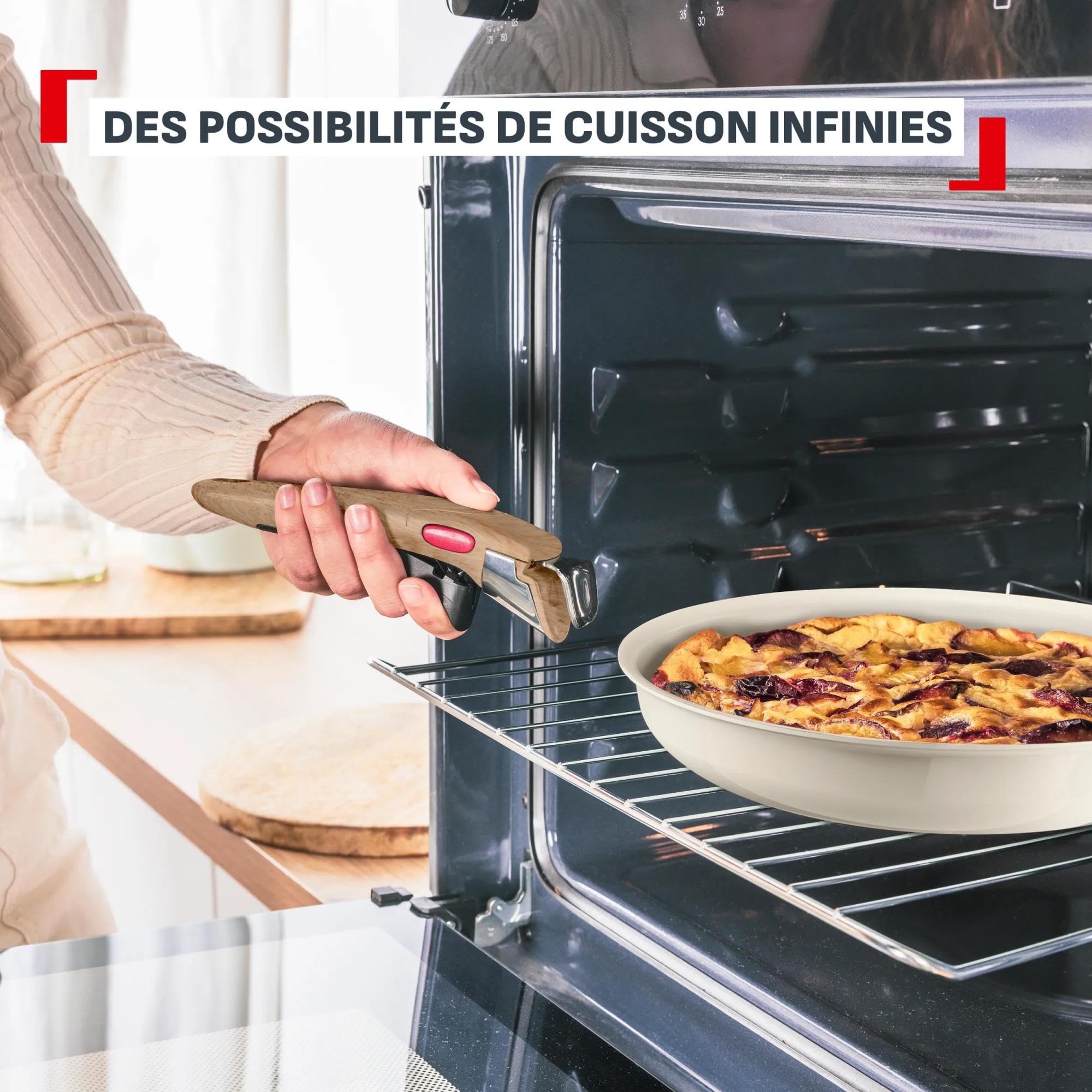 Tefal (Re) flect, Batterie de cuisine 3 pièces, Poêles et casseroles empilables, Poignée amovible, Céramique antiadhésive, L3699202