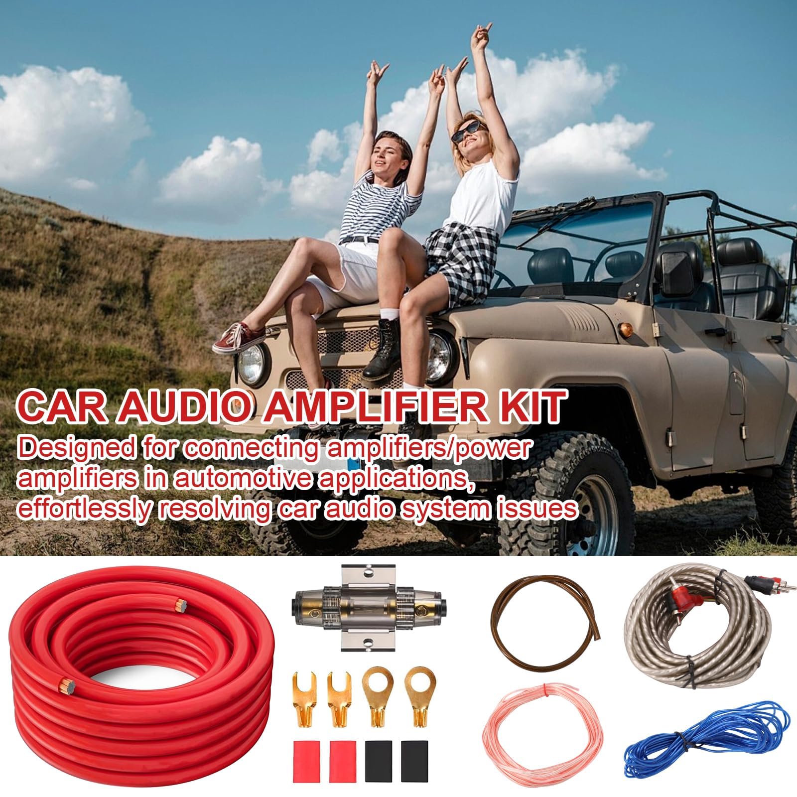 Subwoofer Kabel Set, 5m Endstufe Kabel Set 4GA Anschluss-Set Auto Verstärker Kabelsatz Installations Set Verstärker Auto, Car Audio Wire für Car Audio Modifikation