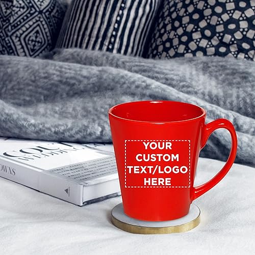 Miniatura 7 de DISCOUNT PROMOS Taza de café con leche de cerámica brillante personalizada de 12 onzas, juego de 1050100 unidades personalizadas, paquete a granel,