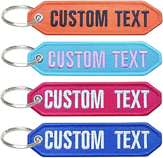 Brillianne Custom Embroidery Keyring, Personalized Key Tags Customized Key Chain with Name/Number, Gifts Keychain for Men and Women, Key Ring Accessories for Motorcycle, Luggage, Car, Backpacks