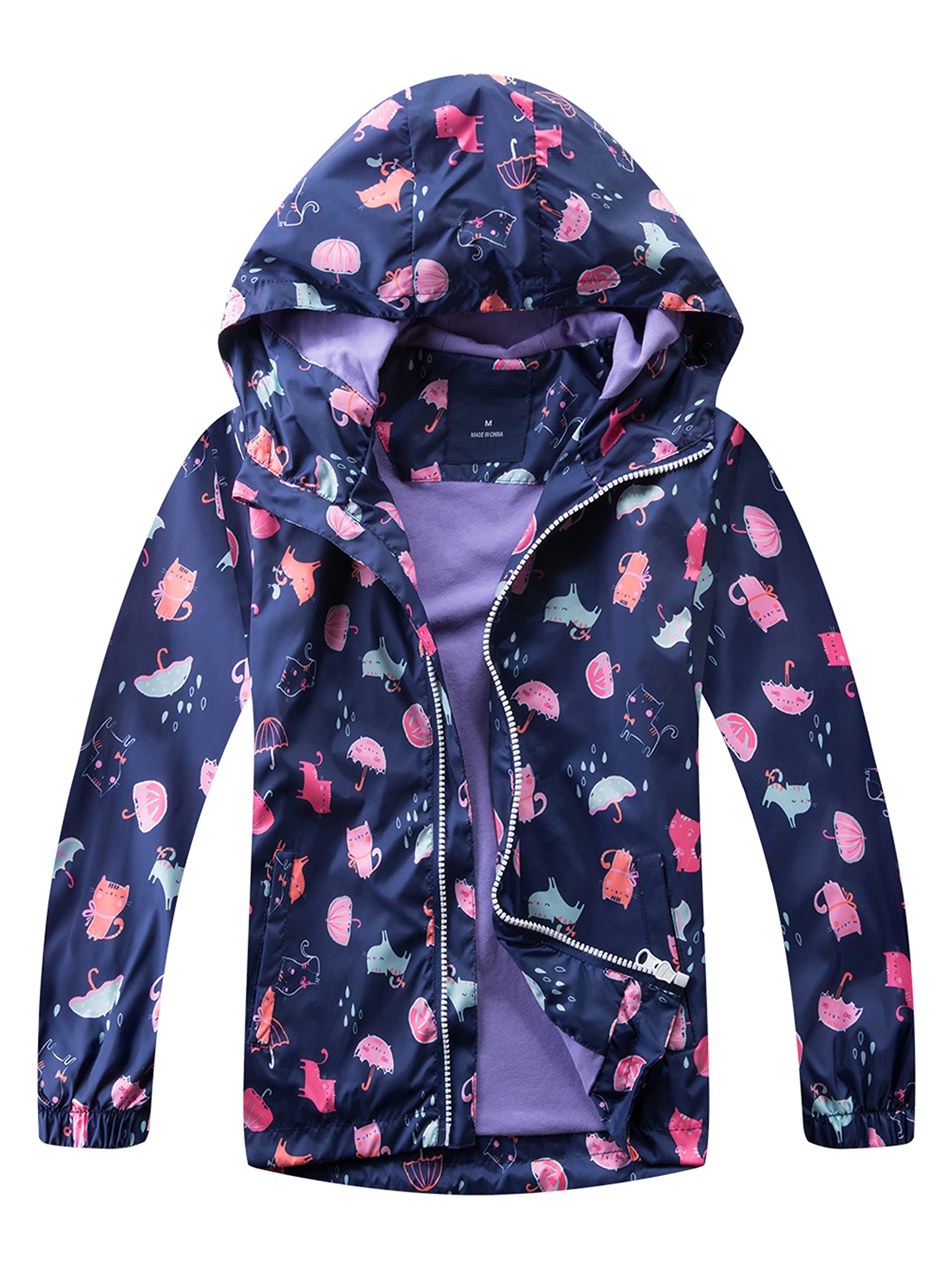 YoungSoul Coupe Vent Imperméable Fille - Manteaux Mi Saison Enfant Imprimé - Blouson Capuche Pluie