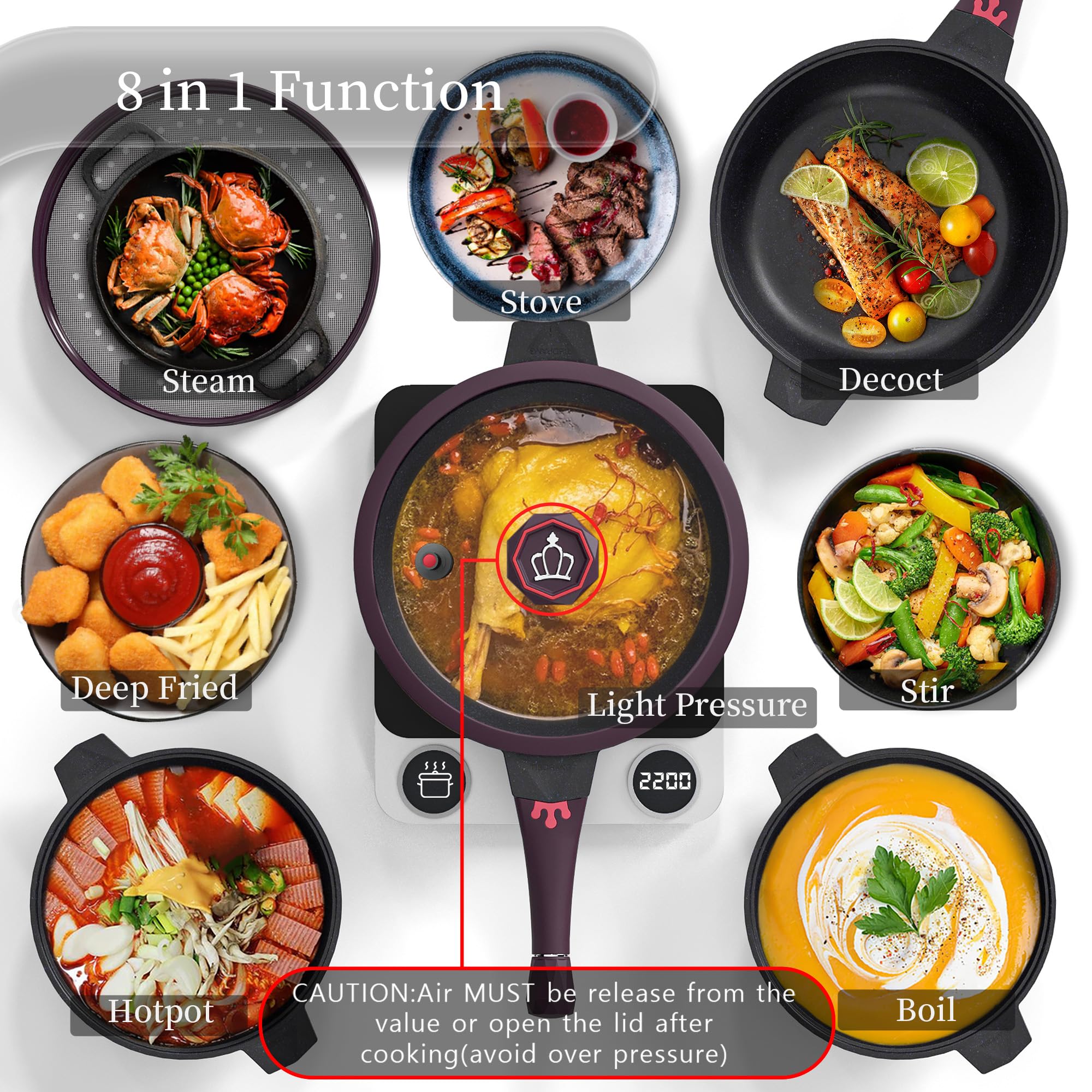 TIBORANG 11" Nonstick Frying Pan with Lid - 8-in-1 Cookware -2