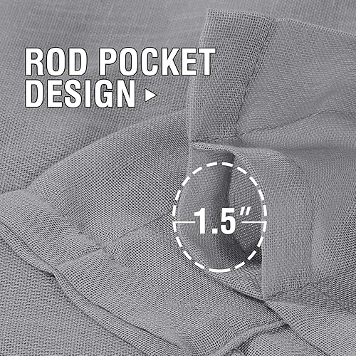 Miniatura 5 de H.VERSAILTEX - Cortinas de mezcla de lino natural semitransparentes, con bolsillo para cortinero, filtrado de luz, 2 paneles, para sala de estar,