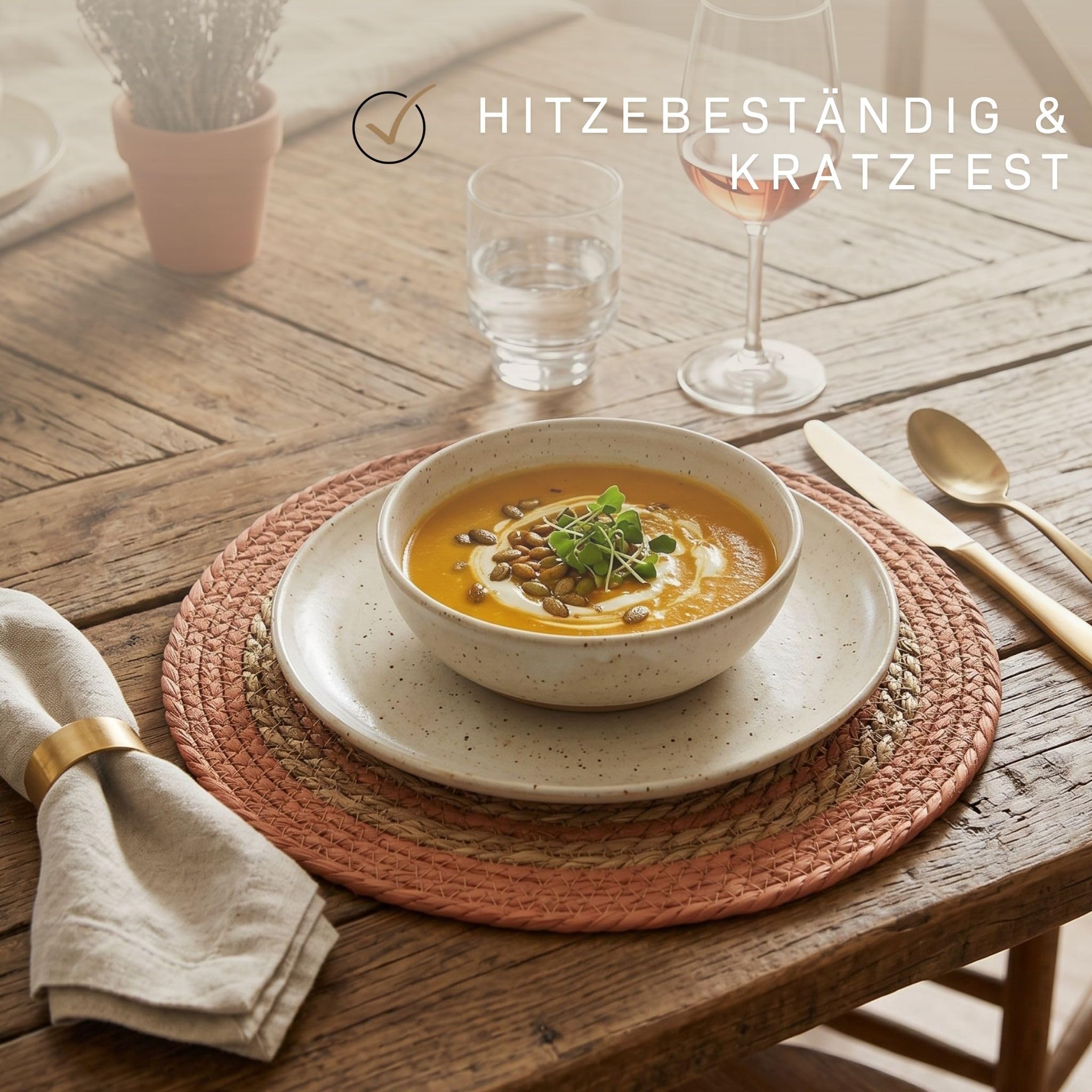 Boho Platzset Rund, Geflochtene Dekounterlage Tischset, Platzmatten Set Esstisch, 36cm Orange 8 Stück