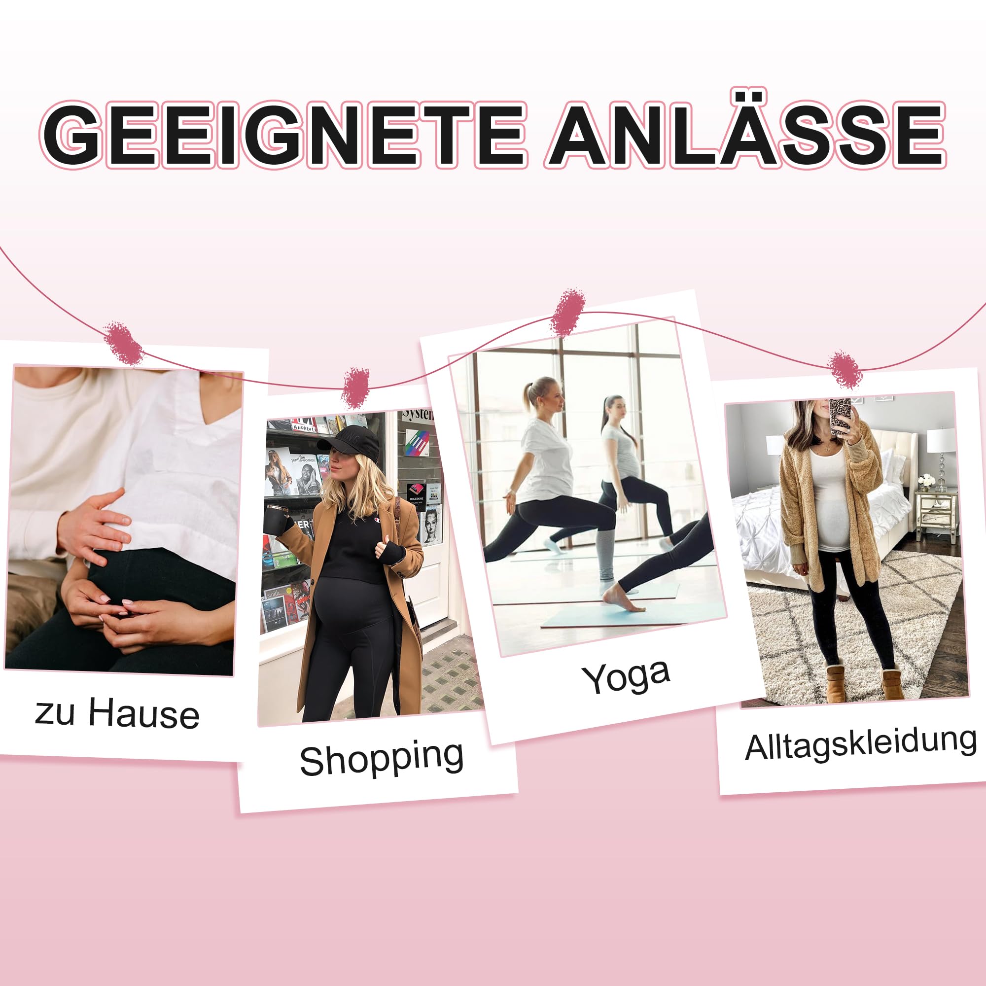 HIPOWER Lot de 2 leggings de grossesse pour femme - Taille haute - Doux - Opaque - Pantalon de maternité élastique