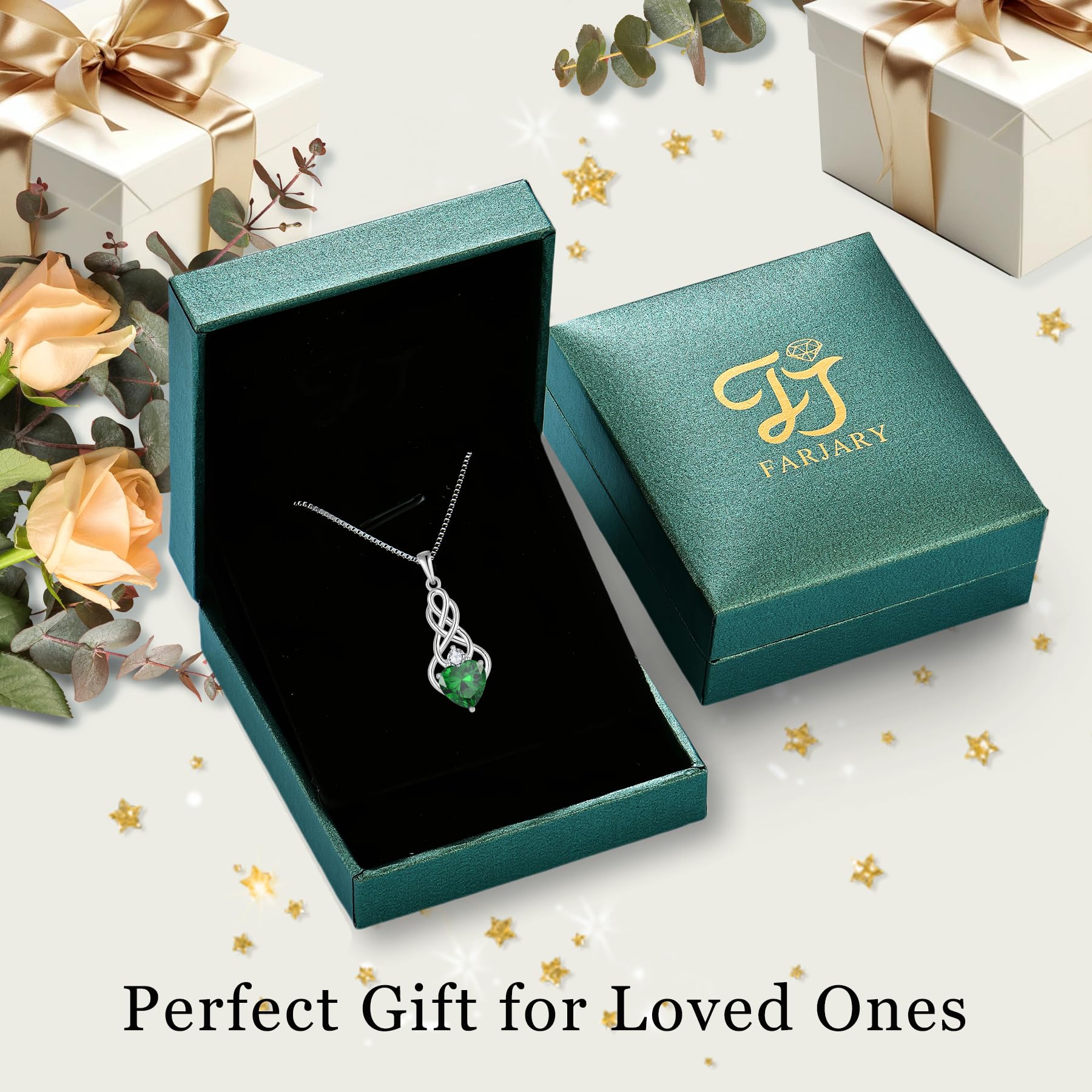 FJ Unendlichkeit Keltischer Knoten Kette Damen 925 Sterling Silber Geburtsstein Anhänger Irischer Glücksschmuck Geschenke für Frauen Mutter Freundin Mama