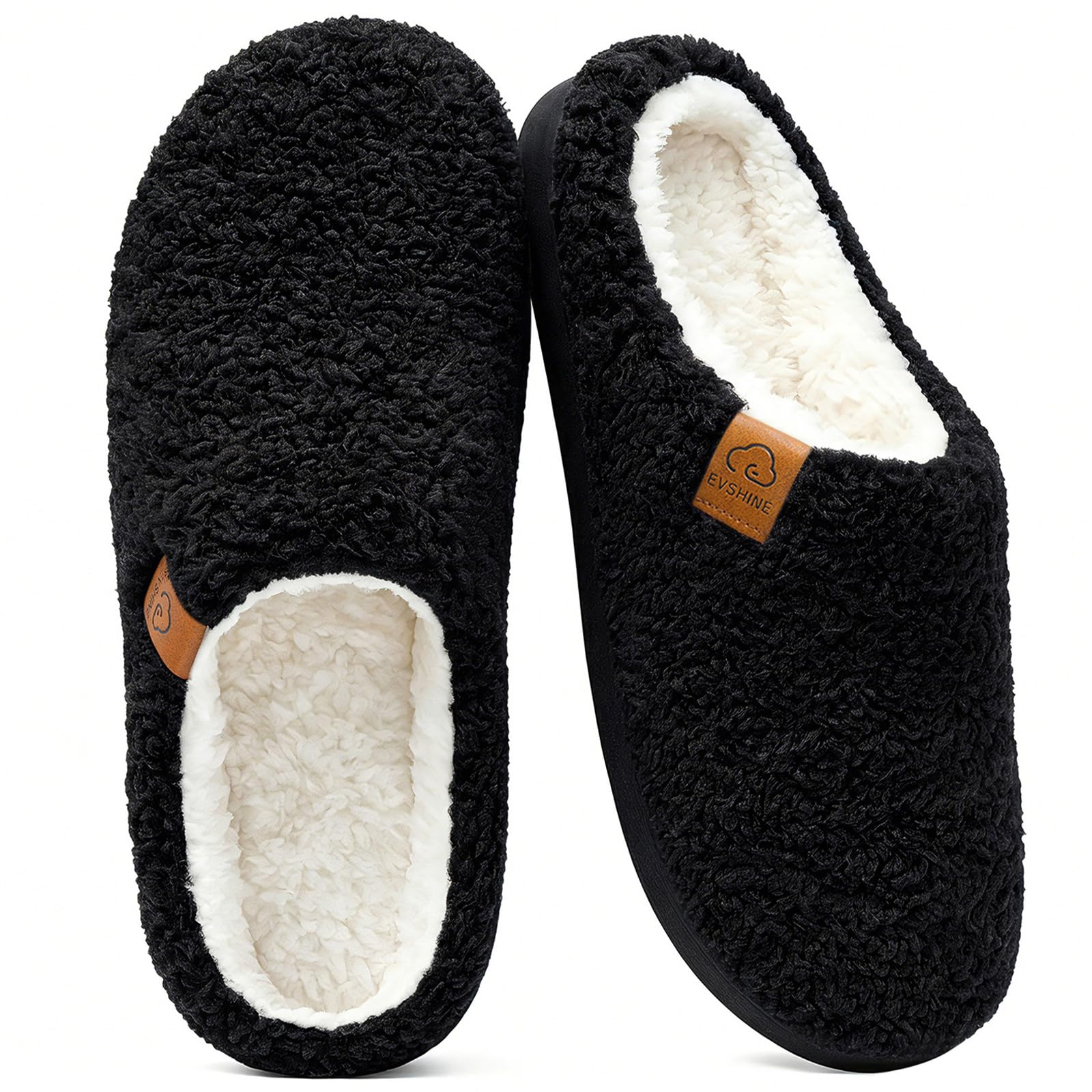 Memory Foam Fuzzy Slippers for Women Curly Fleece House Shoes