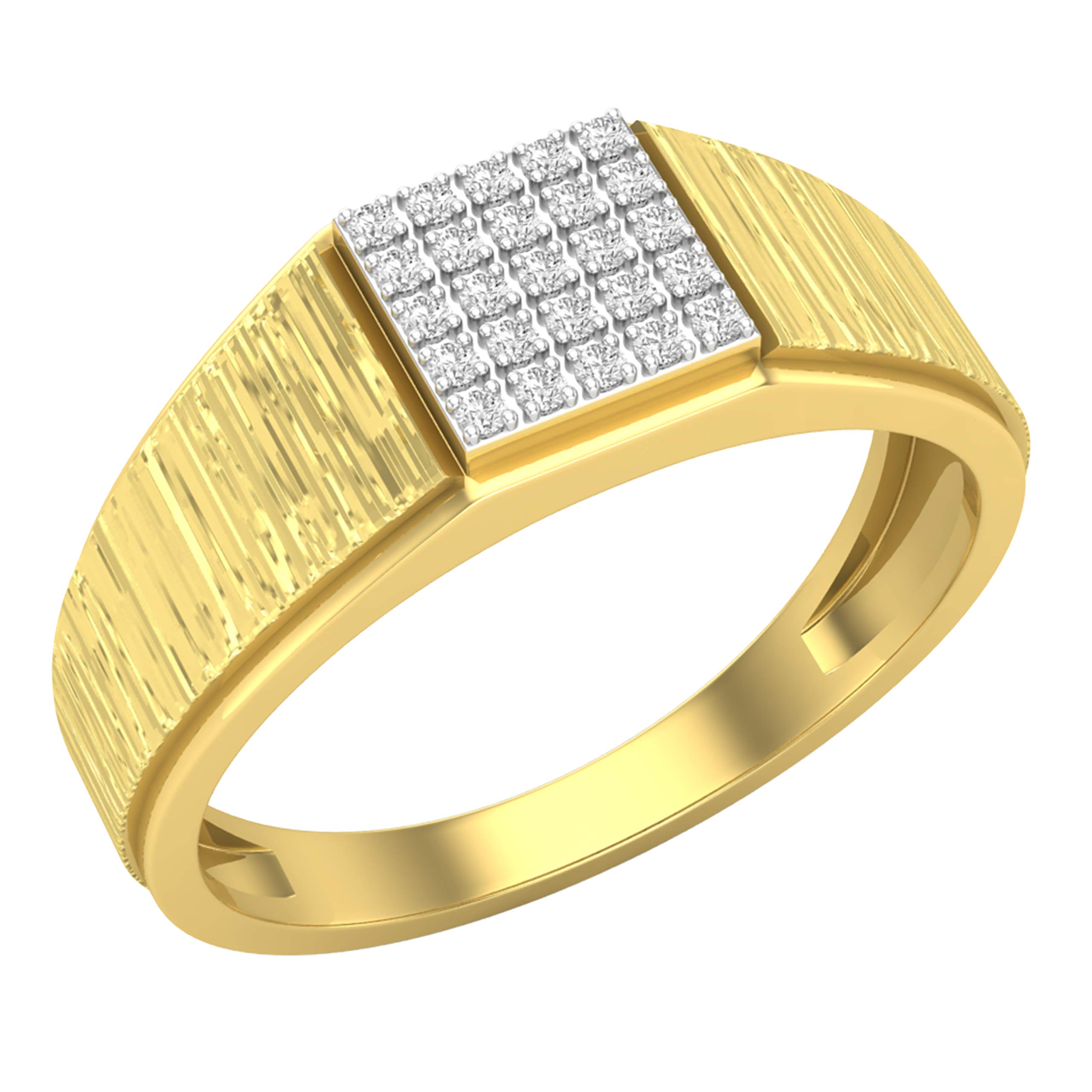 Dazzlingrock Collection Anillo de oro amarillo de 14 quilates para hombre, 0,15 quilates (ctw), diamante blanco redondo, forma cuadrada cepillada, talla 8,5, Oro amarillo Diamante blanco Oro amarillo,