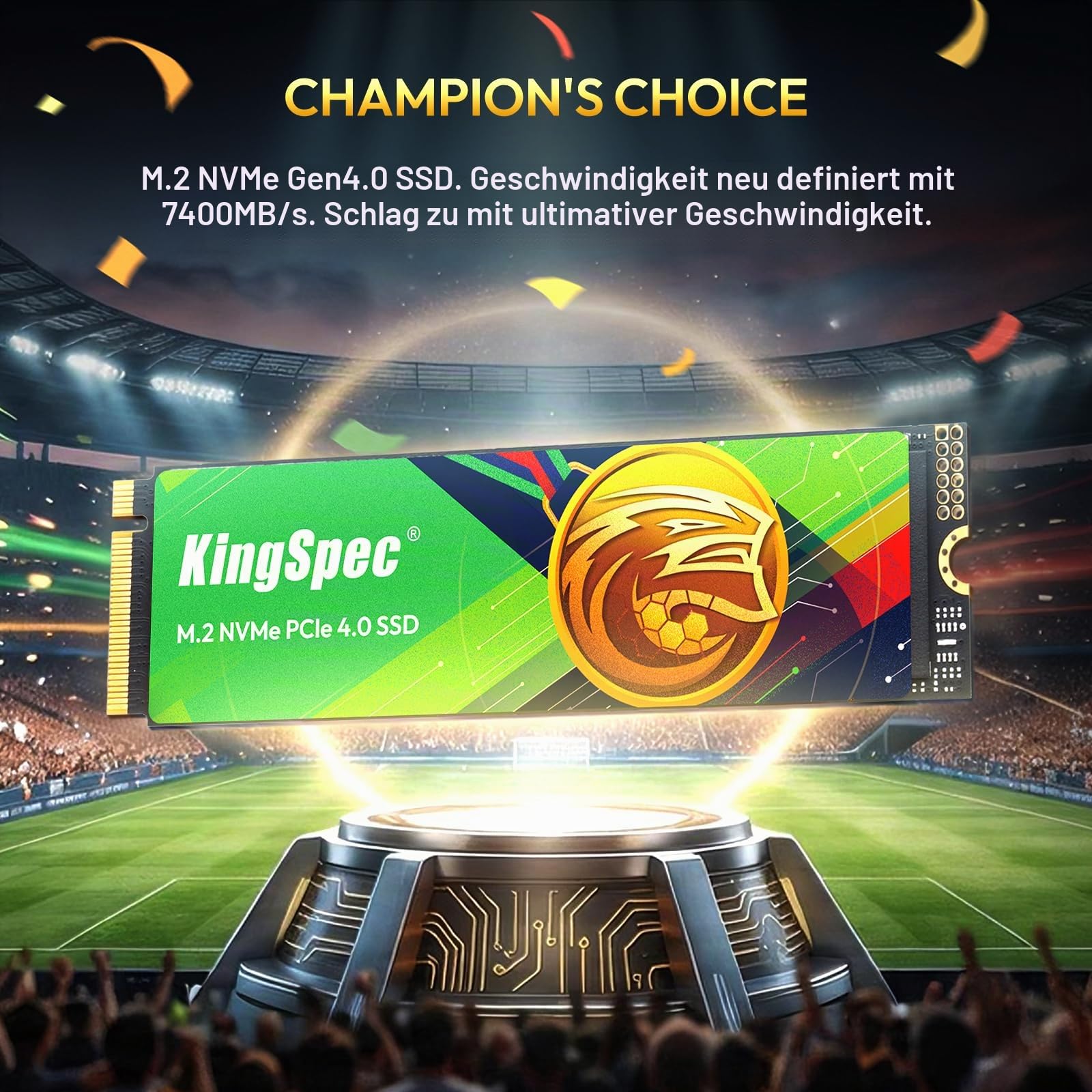 KingSpec 512GB M.2 NVMe PCIe Gen4 SSD - Up to 7400MB/s Read, Championship Edition, 3D NAND Flash, Ideal for PS5, Gaming PC & Laptop Upgrade