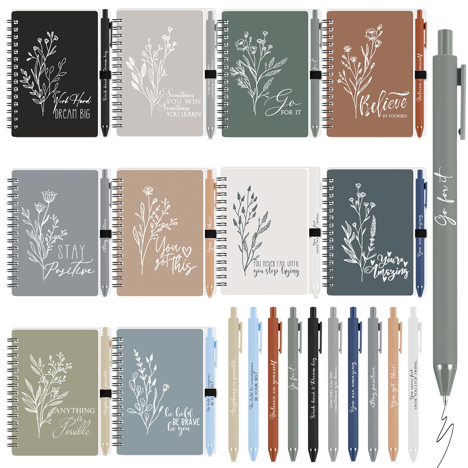Tenceur 10 Set Coworker Gifts Bulk Employee Appreciation Gifts Inspirational Notebook Pen Motivational Office Gift for Staff Teacher Volunteer Groups