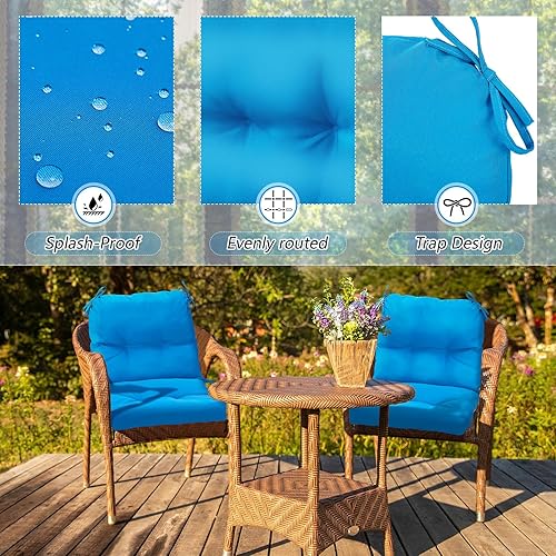 Miniatura 3 de Juego de 4 cojines para sillas de patio para muebles de interior y exterior, almohadillas de respaldo alto, impermeables, cómodos, cojines de