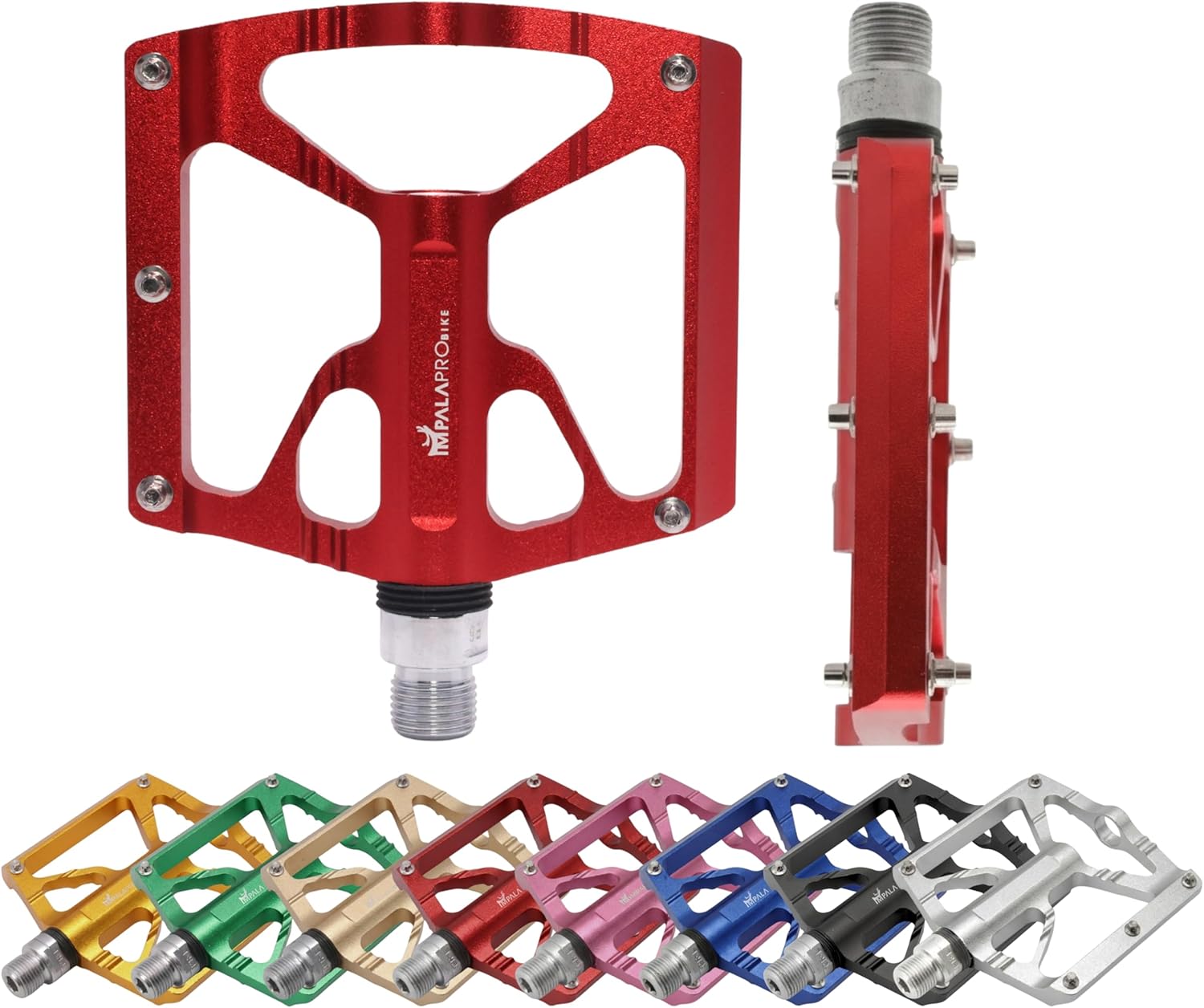 IMPALAPRO Aluminum Platform Bike Pedals CNC Machined 97×92 mm – Lightweight 320 g Bicycle Pedals with Sealed Cr-Mo Axle and 10 Stainless Pins for MTB, Gravel, BMX and E-Bike