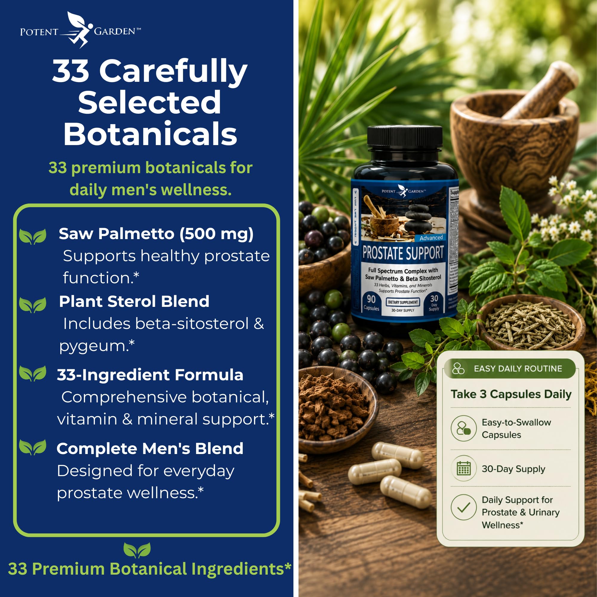 Potent Garden Prostate Health Supplement for Men – Prostate Support with Beta Sitosterol, Saw Palmetto & Pygeum – Urinary Flow & Bladder Support – 90 Capsules — Amazon image 4