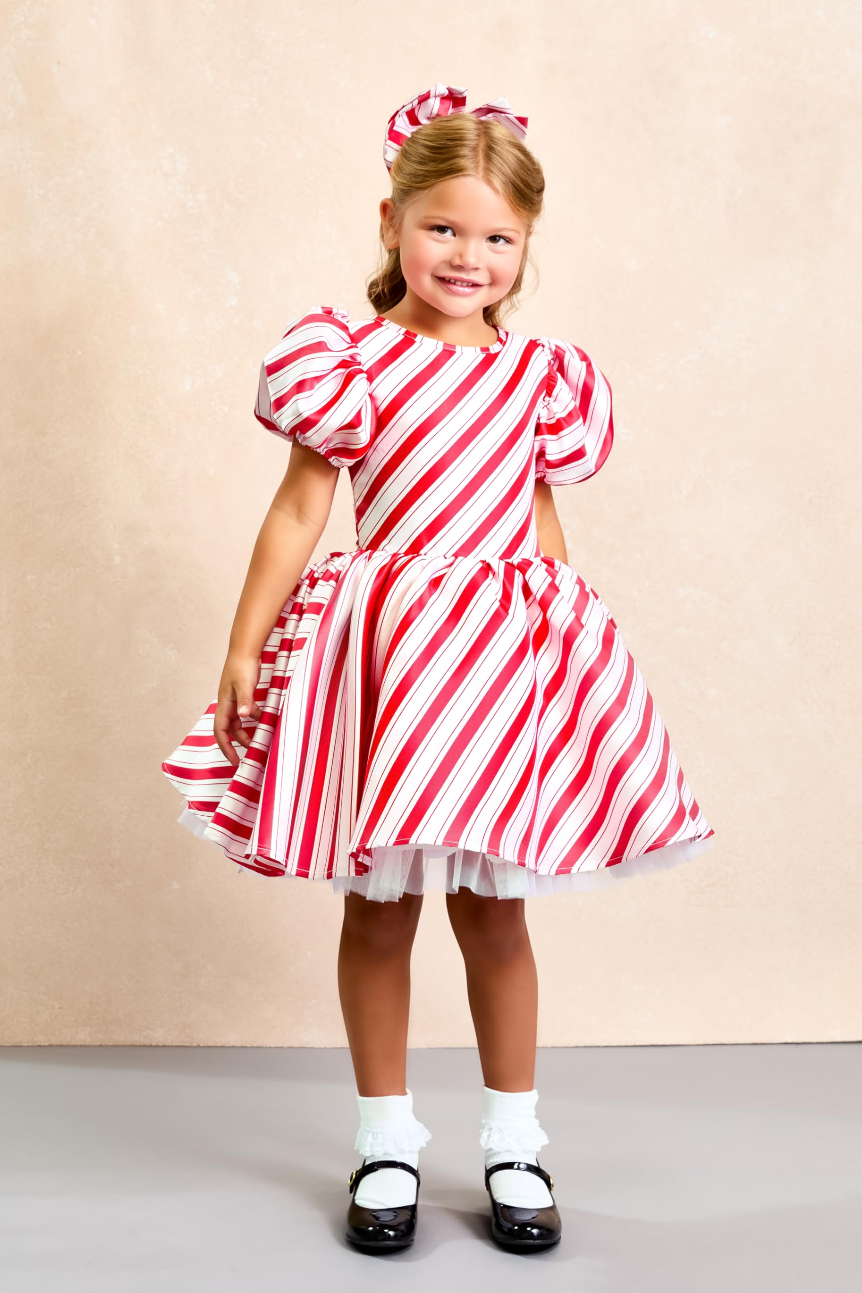 CHASING FIREFLIES Candy Cane Dress for Girls – Dress-Up & Pretend Play Costume Outfit for Imaginative Play
