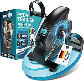 Mini Heimtrainer Pedaltrainer Set [leise & laufruhig] stufenlos einstellbar | Beintrainer & Armtrainer mit Trainingsmonitor, Ergometer Fahrrad – Fitnessgerät für Zuhause & Reha | Fitnessbike - AMBIFIT