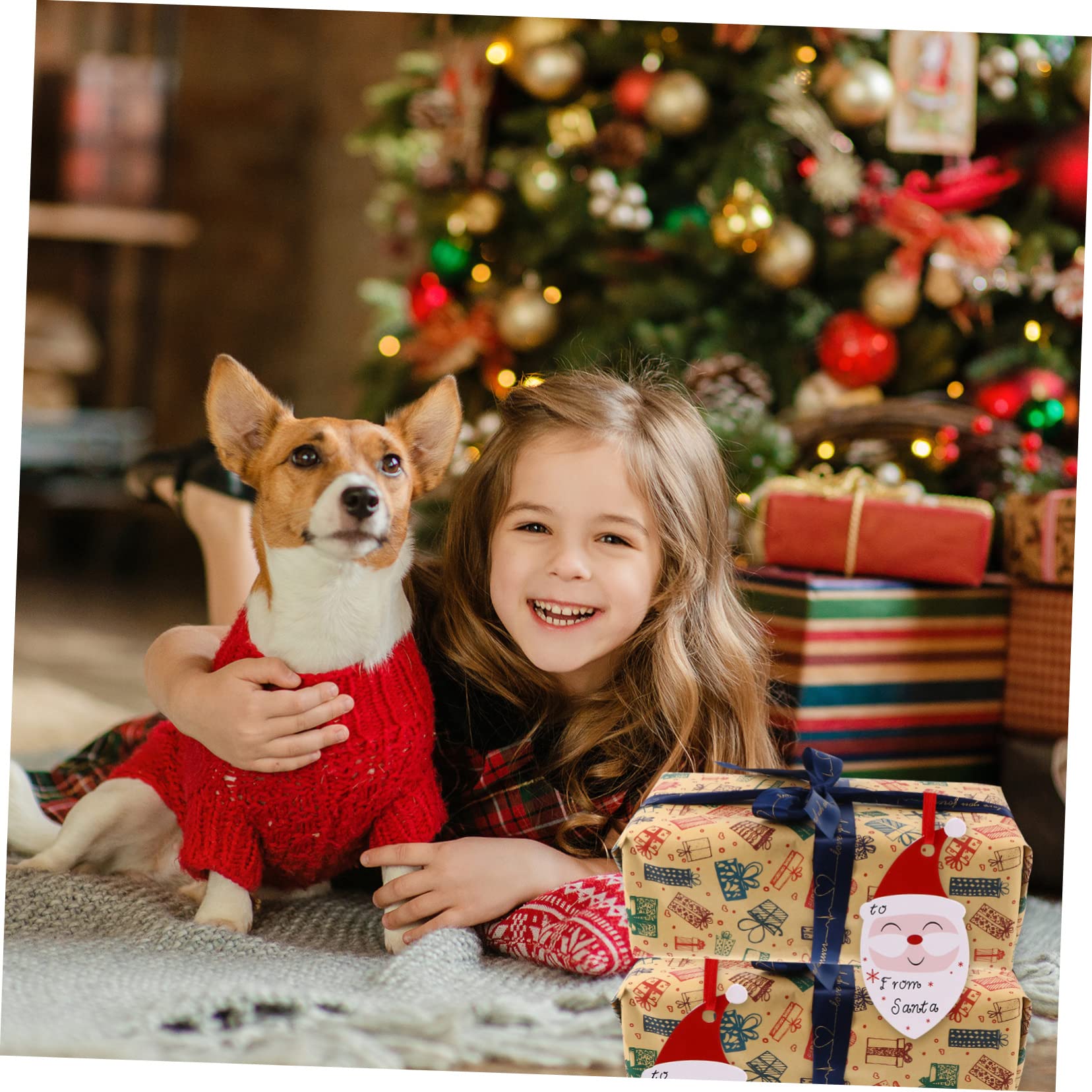 Mobestech 3 Set Di Etichette Di Carta Eleganti E Uniche Per Natale Per Confezioni Per Feste Di Natale 100 Pezzi * 3