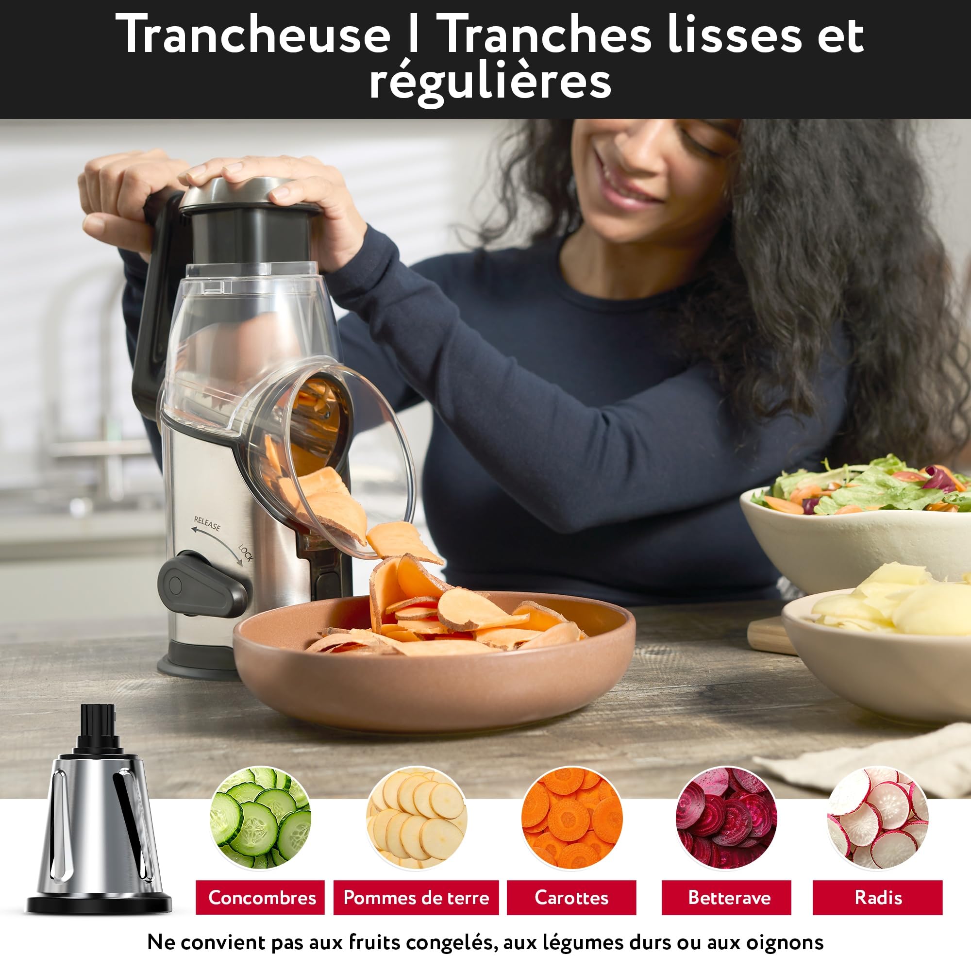 Râpe à fromage - Inox Coupe Legumes Manuelle avec 3 Lames de Tambour Détachables - Rapide et Facile - Base Antidérapante - Rapeuse de Cuisine pour Légumes Fromage Concombre Carotte Noix