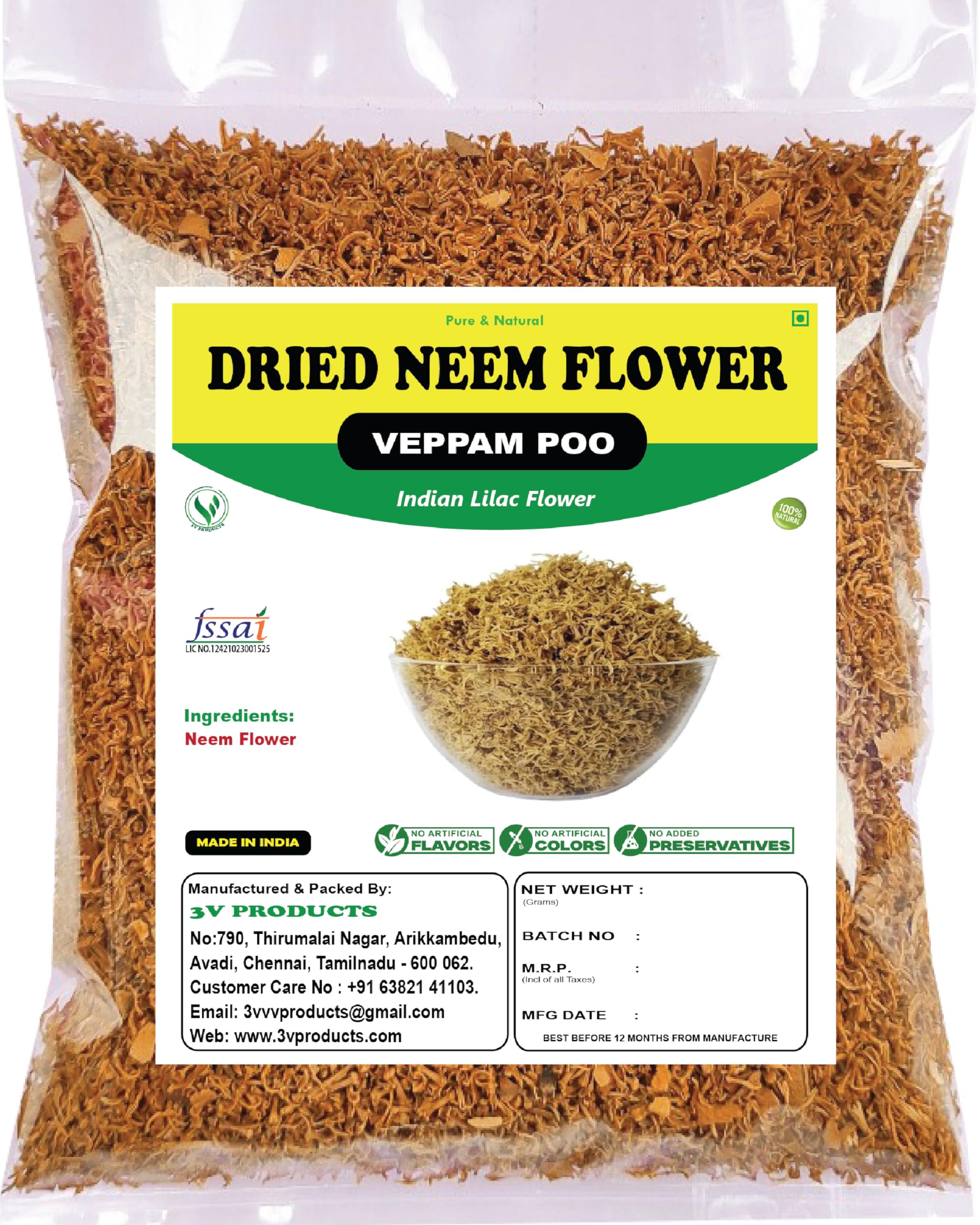 3V PRODUCTS Dried Veppam Poo | Neem Flower 100gm, Margosa, Indian Lilac Flower-image-46