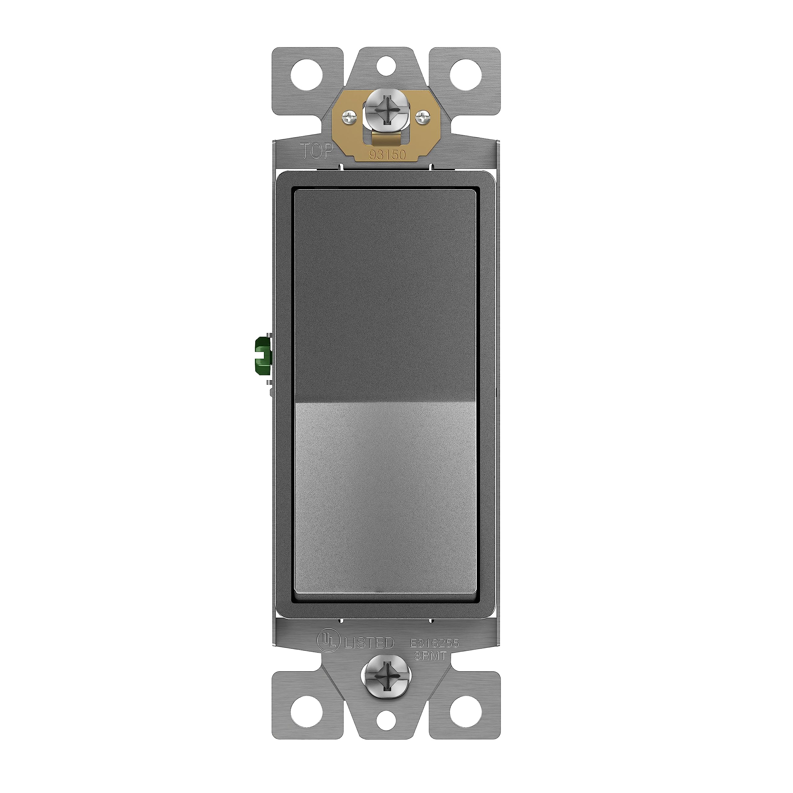 ENERLITES Elite Series Decorator, Paddle Rocker Light Switch, 3-Way or Single Pole, 3 Wire, Grounding Screw, Residential Grade, 15A 120V, UL Listed, 93150-SG, Space Gray