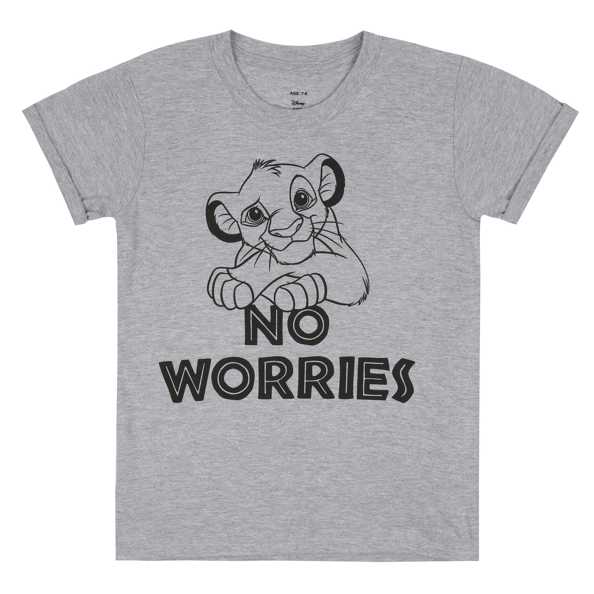 Disney Lion King Girls No Worries T-Shirt, Grey Marl, 9-10 Years