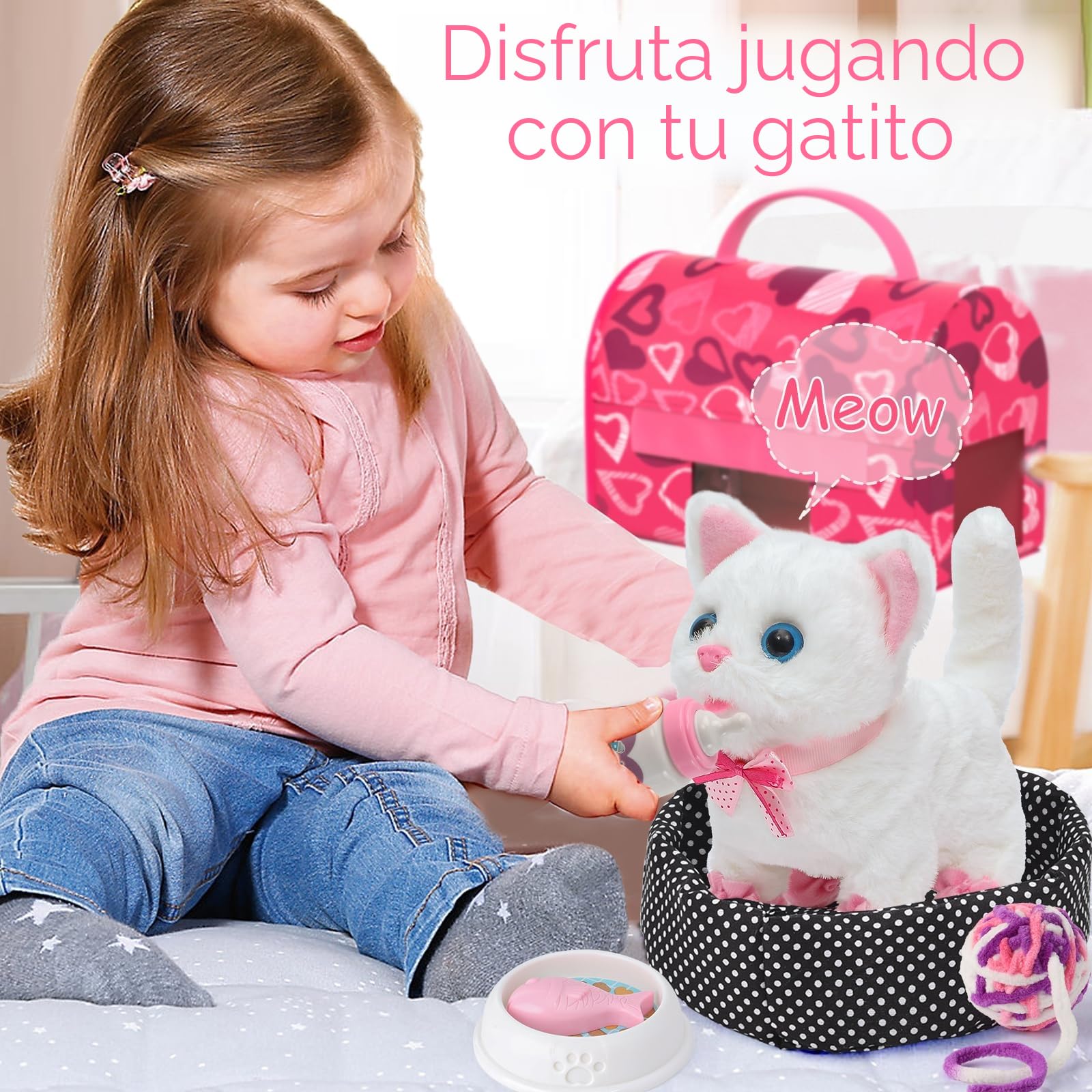 Tacobear Juguete Electrónico para Gatos Peluche Interactivo Juguetes para Bebés Que Ladran y Mueven la Cola Regalos para Niñas de 3 4 5 6 Años Juguetes para Niñas de 3 4 5 6 Años