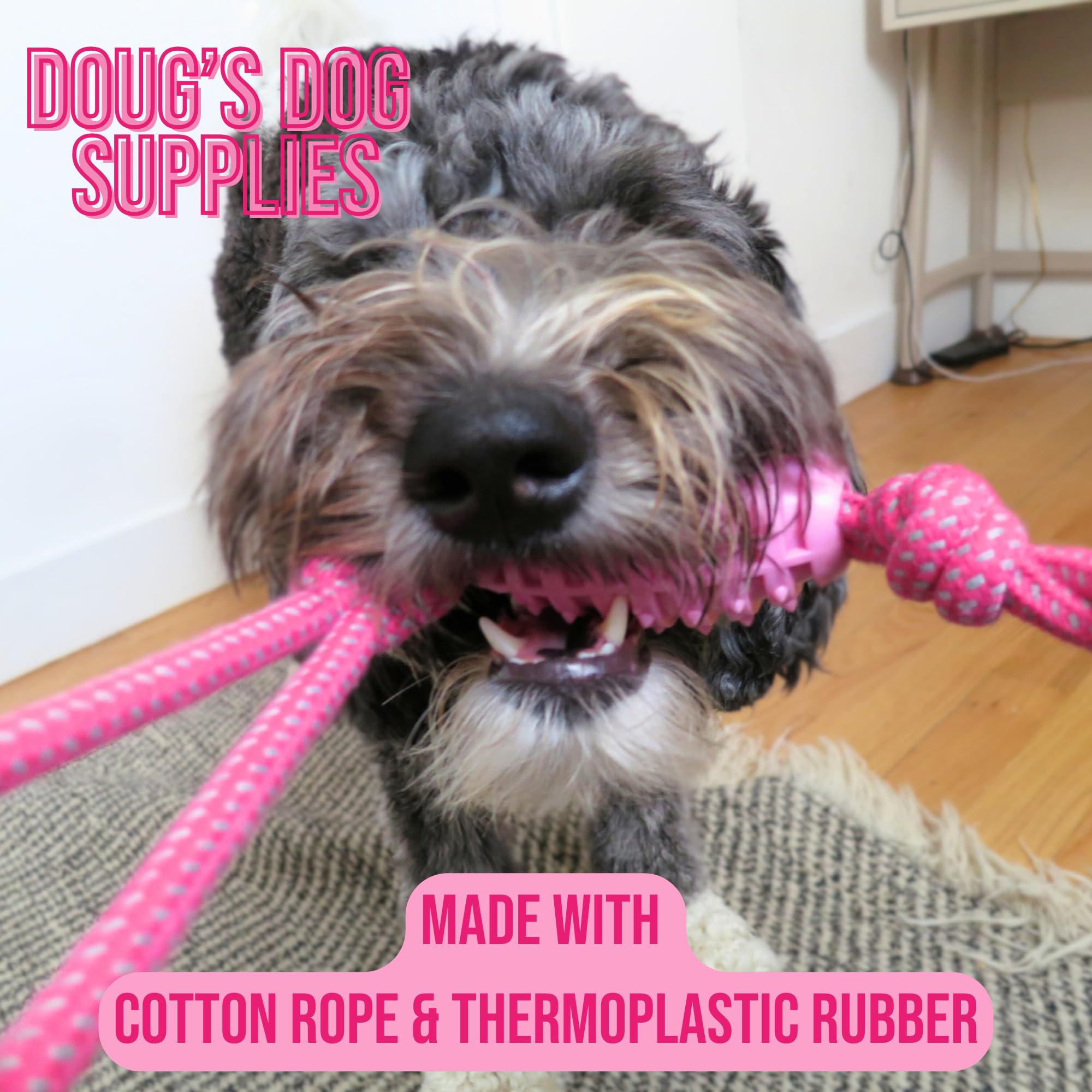 Doug's Dog Supplies Football Rope Toy, Tug of War Dog Toy - Dog Rope Toy for Medium to Large Dogs | Large Dog Toys/Dog Toys for Large Dogs, Puppy Toys - Dog Toys, Pink
