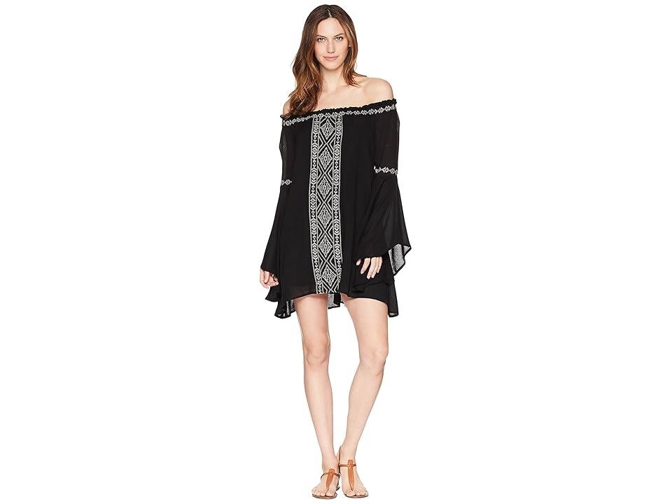 

Rock and Roll Cowgirl Bell Sleeve Dress D4-5801 (Black) Women's Dress