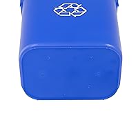 Vista 5 de Yaxa Basics Basurero rectangular para oficina o uso comercial, 10 galones, con logotipo de reciclaje, paquete de 1, azul