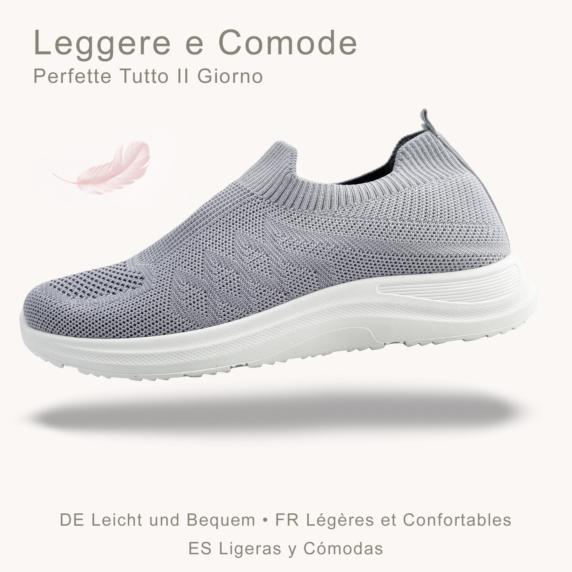 JOMIX Scarpe Slip On Donna Traspiranti in Maglia Elasticizzata Sneakers Casual Senza Lacci per Camminare Tempo Libero Viaggio Lavoro Leggere con Soletta Memoria Morbida Comoda