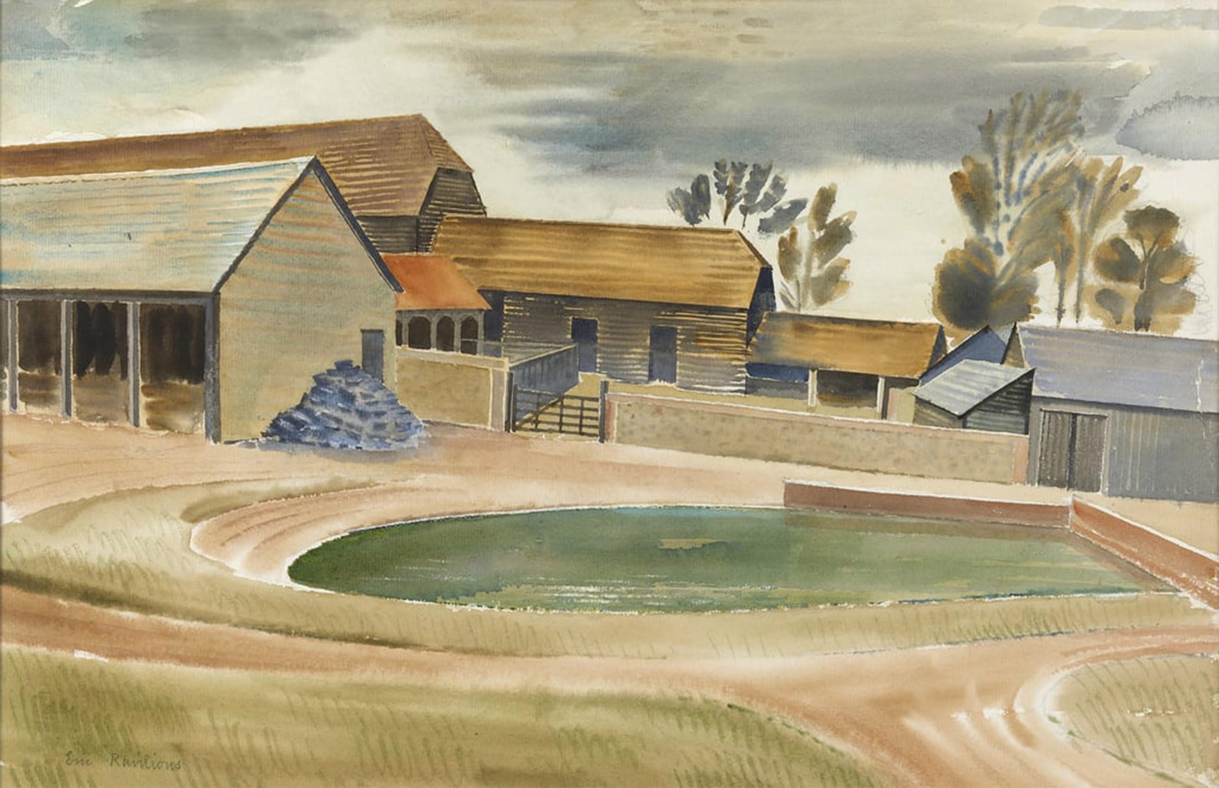 SERENDIPITP Vintage Picture Print on Canvas Wall Art Poster Farmyard by Eric Ravilious Artwork Print Poster for Wall Decor 60x90cm