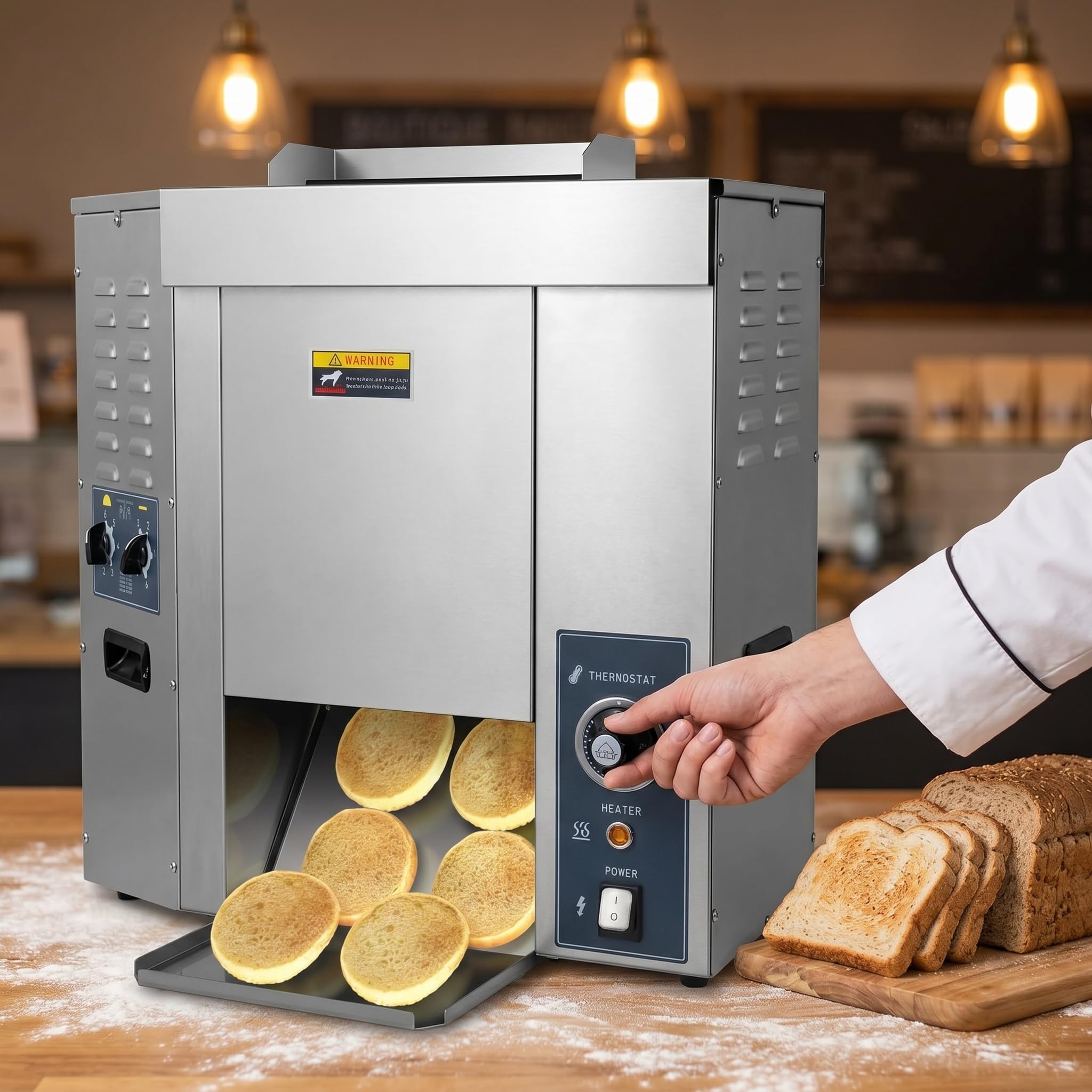 Máquina Comercial para Hamburguesas De 2000 W - Tostadora Eléctrica Vertical para Panecillos, Ideal para Restaurantes De Comida Rápida. Asa Y Dora Automáticamente. Eficiencia De 1400 Rebanadas