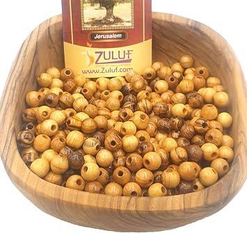 Zuluf Holy Land Olivewood Beads 8mm Make Your Own Rosary 500 Beads with Certificate | Wooden Beads for Crafts, Jewelery Making, Necklaces, Bracelets and Rosaries from Jerusalem Israel | BEAD023