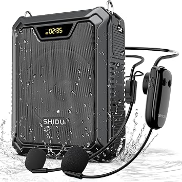 SHIDU 30W Voice Amplifier with Wireless Microphone, IPX6 Waterproof Amplifier Wireless & Wired Microphone Bluetooth Speaker Personal Megaphone for Teachers Meeting Speech Outdoors-M1000