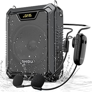 SHIDU 30W Voice Amplifier with Wireless Microphone, IPX6 Waterproof Amplifier Wireless & Wired Microphone Bluetooth Speaker Personal Megaphone for Teachers Meeting Speech Outdoors-M1000