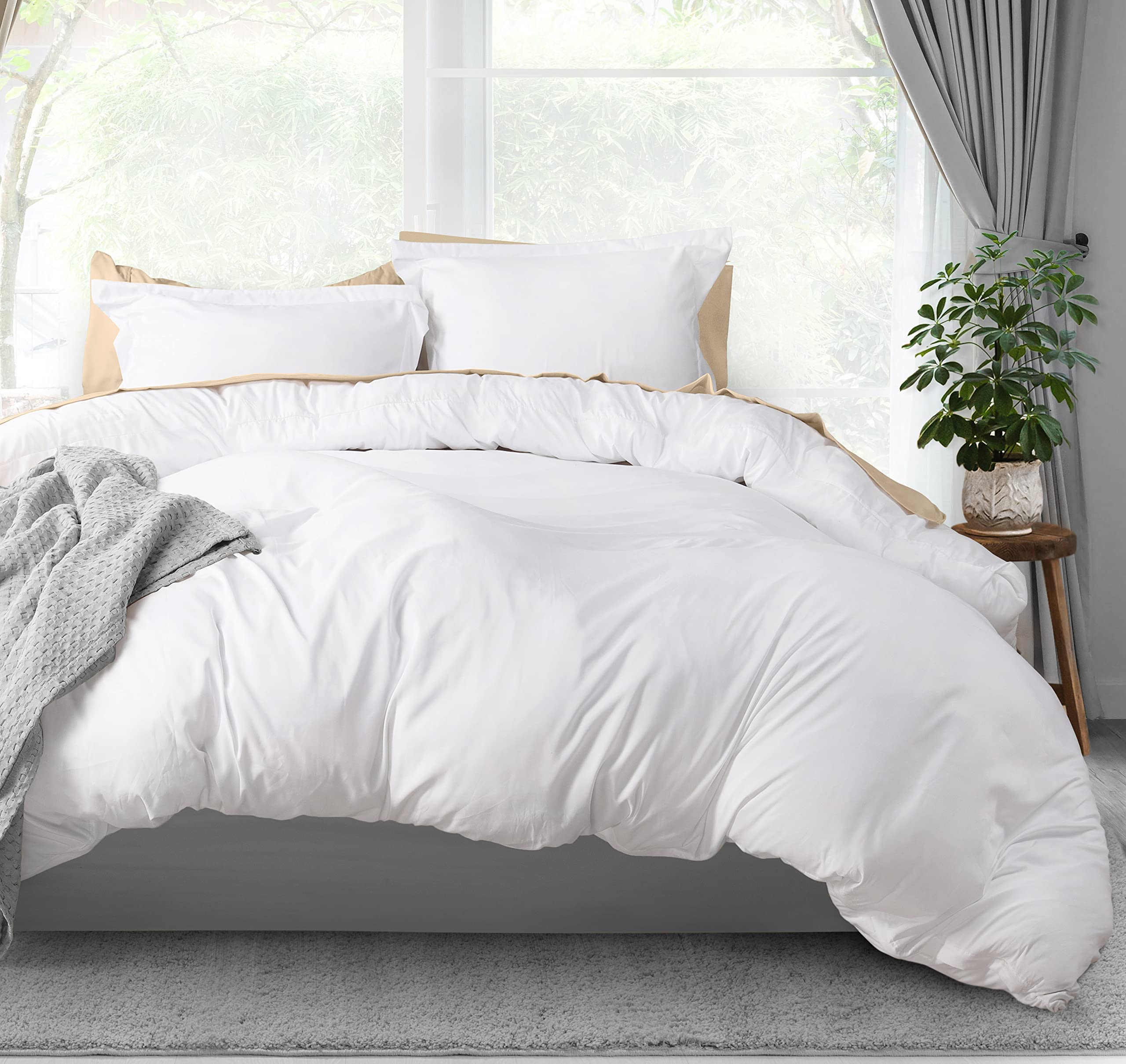Utopia Bedding Duvet Cover California King Size - 3 Piece with Zipper Closure - 1 Comforter Cover 104X98 Inches & 2 Pillow Shams 20X36 Inches (White) Comforter Not Included