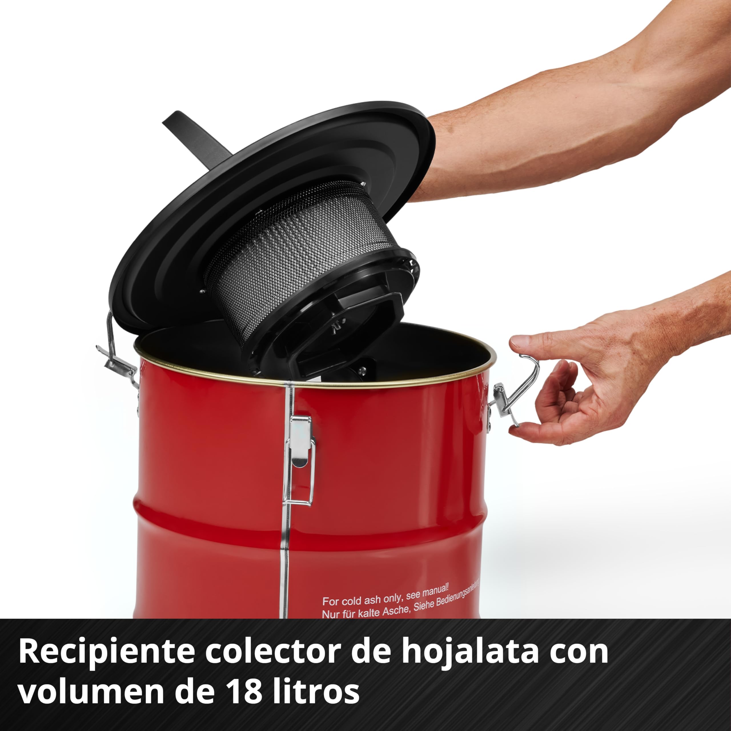Einhell Aspirador de Cenizas TC-AV 1830 D (800 W, Potencia de aspiración 170 mbar, Recipiente colector 18 l, Sistema de Filtro, prefiltro de Polvo Fino, función de soplado, Manguera 1 m, Cable 2 m)