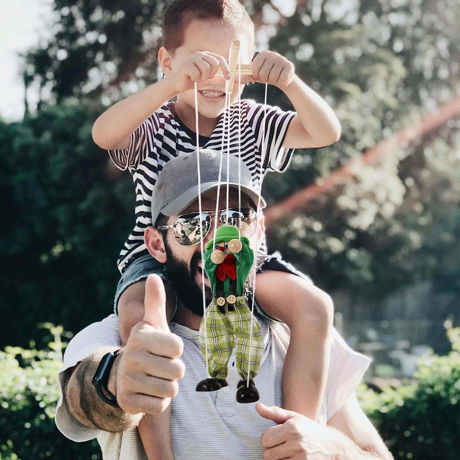 Abaodam Marionette di Legno Pirata 2 Pezzi Giocattolo Interattivo Fili Design Divertente per Ragazzo Ragazza e Genitori Gioco Creativo e Interazione Scolastica Stili multipli