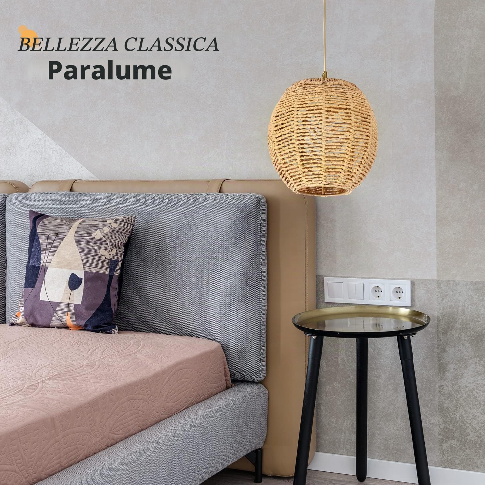 Angoily 2 pezzi paralume in tessuto retrò rattan tessuto cesto soffitto lampada a sospensione copertura vintage lampadario paralume per sala da pranzo soggiorno 15 x 15 cm