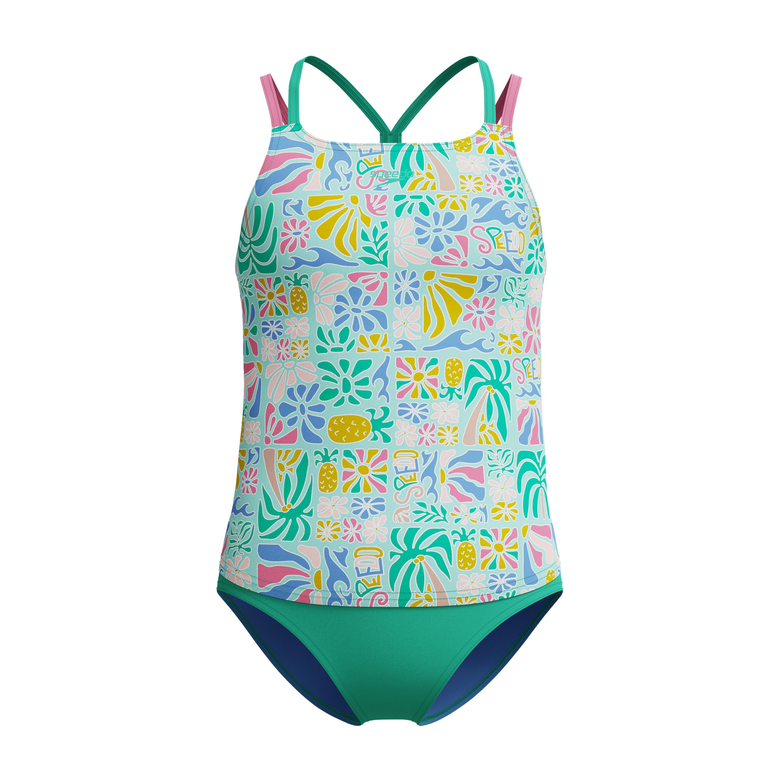 Speedo girls Swimsuit Two Piece Tankini Thin Strap